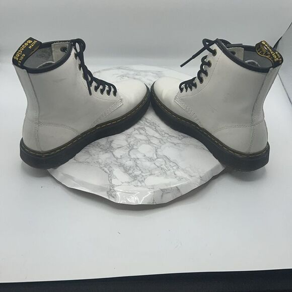 DR. MARTENS White Leather Zavala Combat Boots-6 - Picture 7 of 9